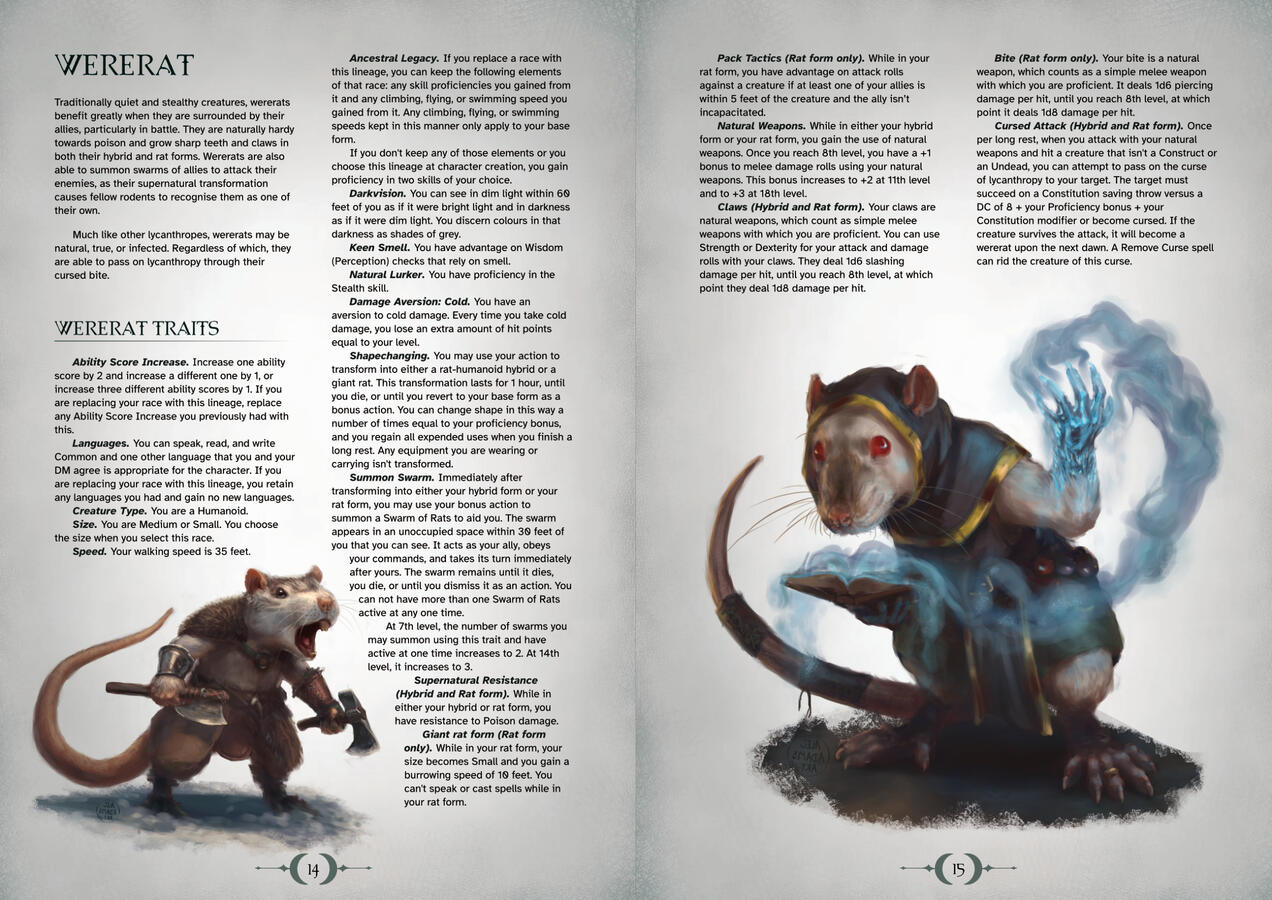 gothHoblin's Lycanthropy Lineages internal spread layout